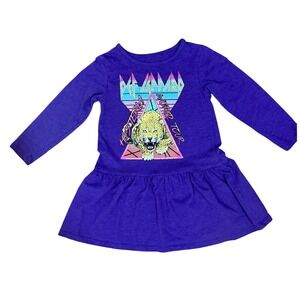 Def Leppard Graphic Dress Toddler 4T Purple Excellent Hysteria World Tour 1987